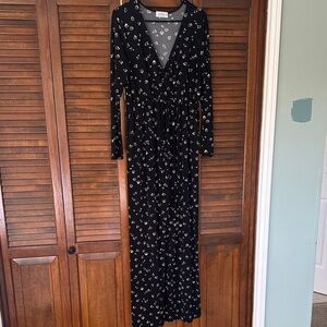 Kaileigh Black Floral Maternity Jumpsuit